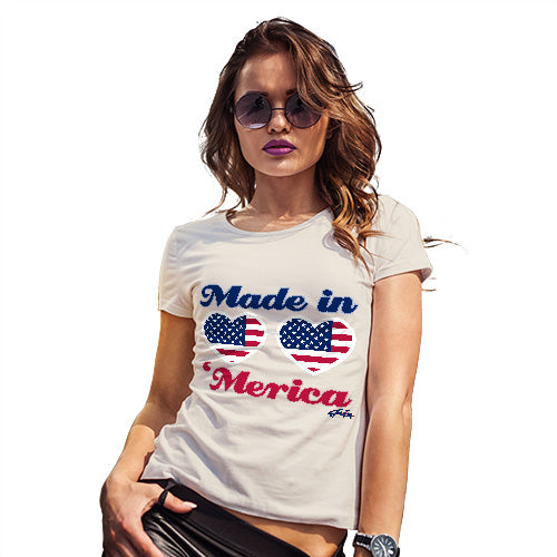Funny Tshirts For Women Made In 'Merica Women's T-Shirt X-Large Natural