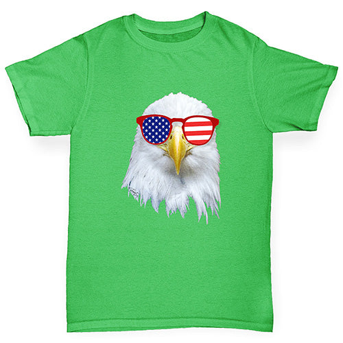 American Flag Sunglasses Eagle Girl's T-Shirt 