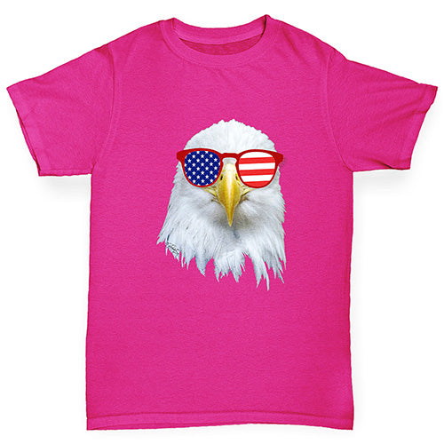 American Flag Sunglasses Eagle Girl's T-Shirt 