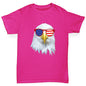 American Flag Sunglasses Eagle Girl's T-Shirt 