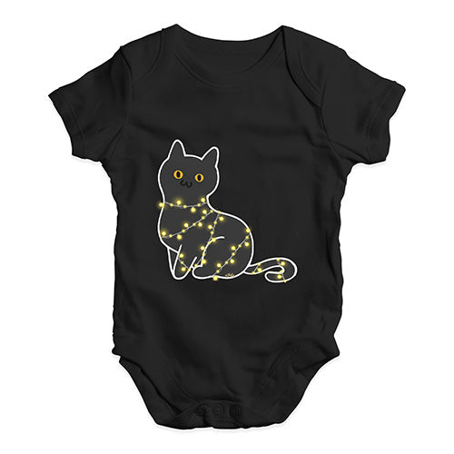 Baby Boy Clothes Cat Christmas Lights Baby Unisex Baby Grow Bodysuit 12 - 18 Months Black