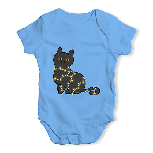 Baby Girl Clothes Cat Christmas Lights Baby Unisex Baby Grow Bodysuit 6 - 12 Months Blue