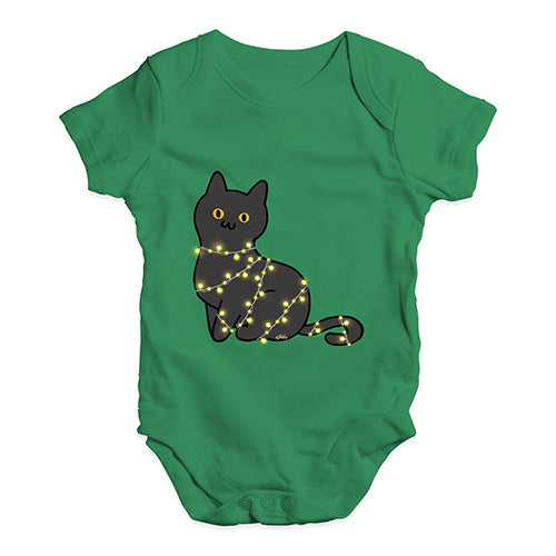 Funny Infant Baby Bodysuit Cat Christmas Lights Baby Unisex Baby Grow Bodysuit 12 - 18 Months Green