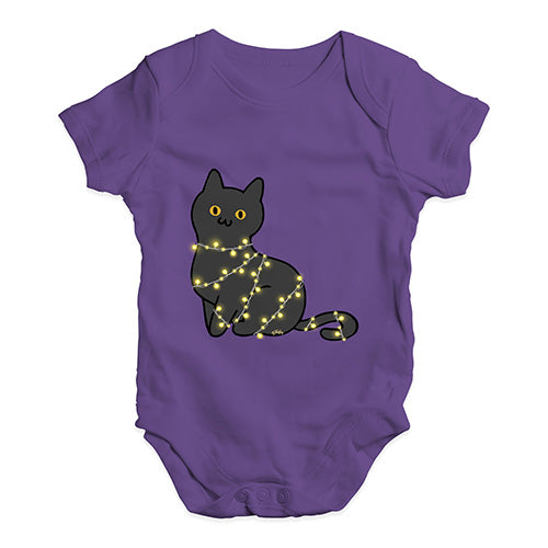 Funny Infant Baby Bodysuit Onesies Cat Christmas Lights Baby Unisex Baby Grow Bodysuit 12 - 18 Months Plum