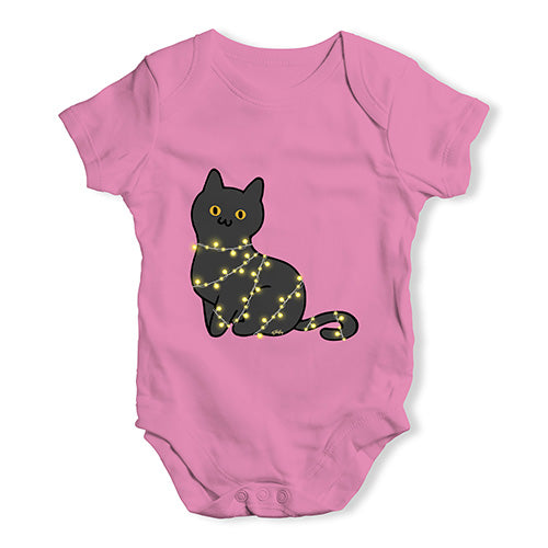 Baby Grow Baby Romper Cat Christmas Lights Baby Unisex Baby Grow Bodysuit 6 - 12 Months Pink