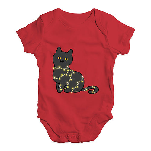 Baby Girl Clothes Cat Christmas Lights Baby Unisex Baby Grow Bodysuit 12 - 18 Months Red