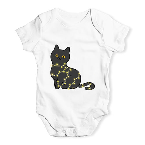 Baby Girl Clothes Cat Christmas Lights Baby Unisex Baby Grow Bodysuit 0 - 3 Months White