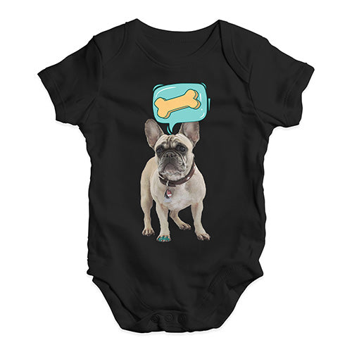Funny Baby Clothes Frenchie Speech Bubble Baby Unisex Baby Grow Bodysuit 3 - 6 Months Black