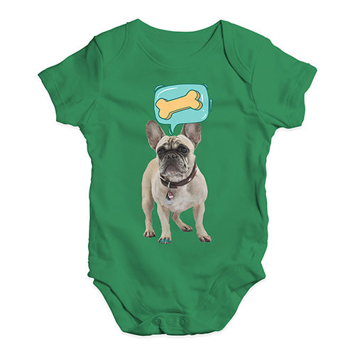 Baby Grow Baby Romper Frenchie Speech Bubble Baby Unisex Baby Grow Bodysuit New Born Green