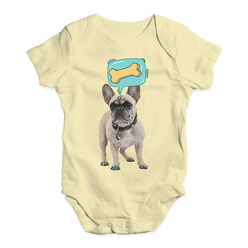 Cute Infant Bodysuit Frenchie Speech Bubble Baby Unisex Baby Grow Bodysuit 18 - 24 Months Lemon