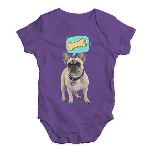 Funny Baby Bodysuits Frenchie Speech Bubble Baby Unisex Baby Grow Bodysuit 3 - 6 Months Plum