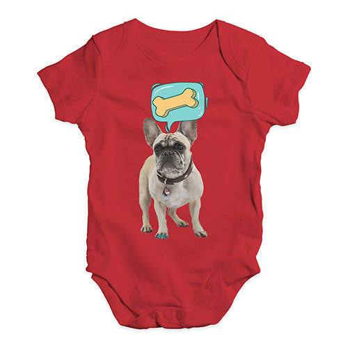 Funny Baby Onesies Frenchie Speech Bubble Baby Unisex Baby Grow Bodysuit 6 - 12 Months Red