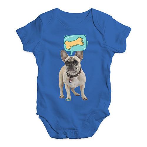 Baby Grow Baby Romper Frenchie Speech Bubble Baby Unisex Baby Grow Bodysuit 12 - 18 Months Royal Blue