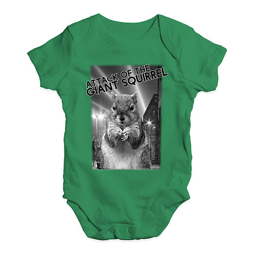 Funny Baby Bodysuits Attack Of The Giant Squirrel Baby Unisex Baby Grow Bodysuit 12 - 18 Months Green