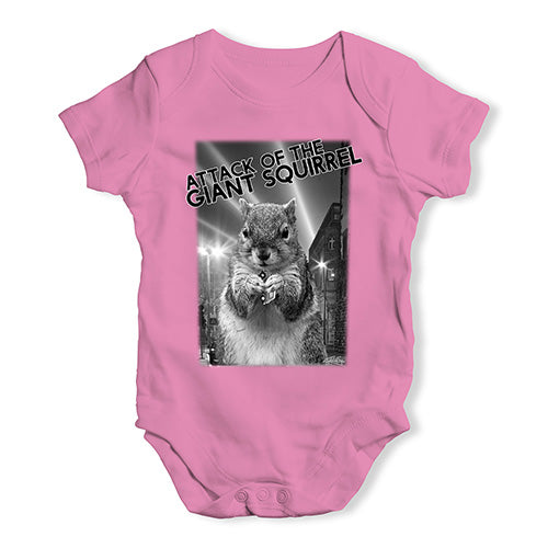Funny Infant Baby Bodysuit Onesies Attack Of The Giant Squirrel Baby Unisex Baby Grow Bodysuit 0 - 3 Months Pink