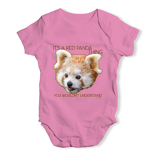 Baby Grow Baby Romper It's A Red Panda Thing Baby Unisex Baby Grow Bodysuit 0 - 3 Months Pink
