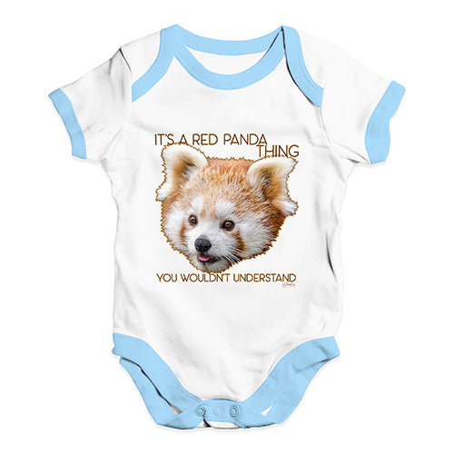Baby Girl Clothes It's A Red Panda Thing Baby Unisex Baby Grow Bodysuit 3 - 6 Months White Blue Trim