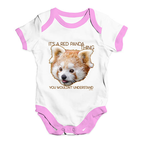 Funny Baby Clothes It's A Red Panda Thing Baby Unisex Baby Grow Bodysuit 3 - 6 Months White Pink Trim