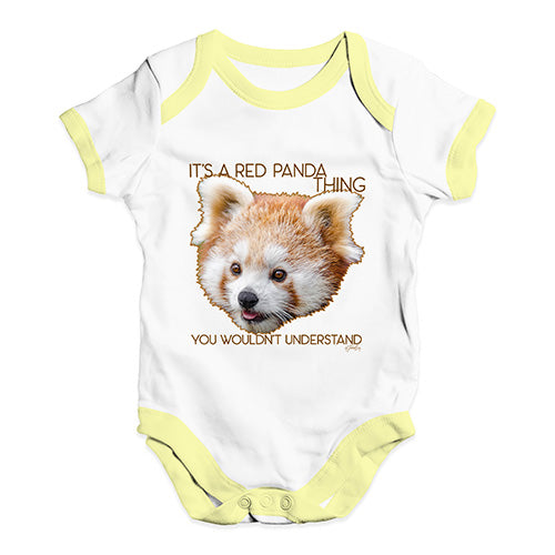 Baby Onesies It's A Red Panda Thing Baby Unisex Baby Grow Bodysuit 12 - 18 Months White Yellow Trim