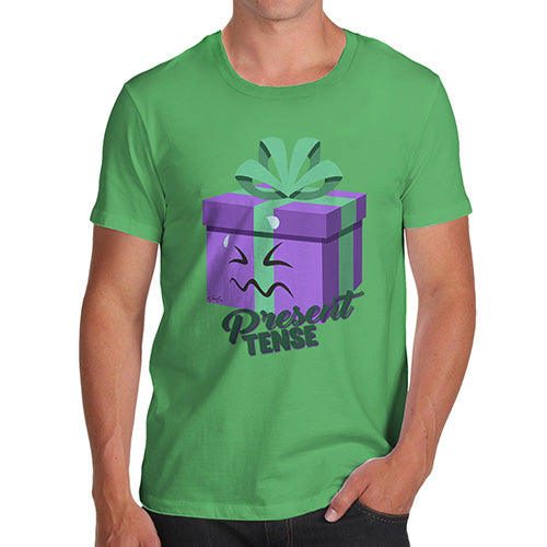 Funny T Shirts For Men Present Tense Men's T-Shirt Small Green
