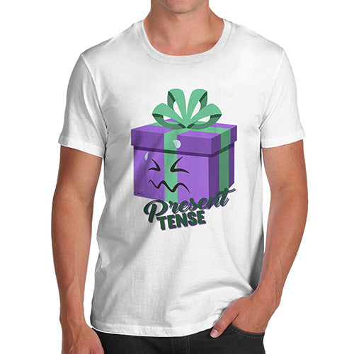 Funny T Shirts For Dad Present Tense Men's T-Shirt Small White