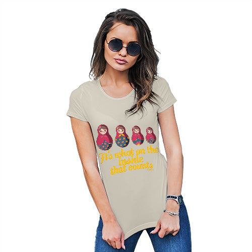 Funny Tee Shirts For Women It's What's On The Inside That Counts Women's T-Shirt Medium Natural