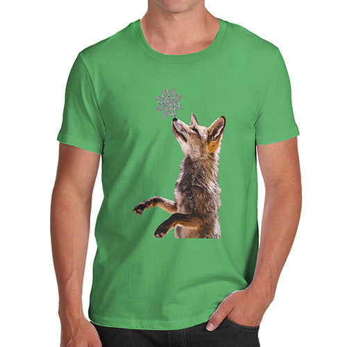 Mens Funny Sarcasm T Shirt Snowflake Fox Men's T-Shirt Medium Green