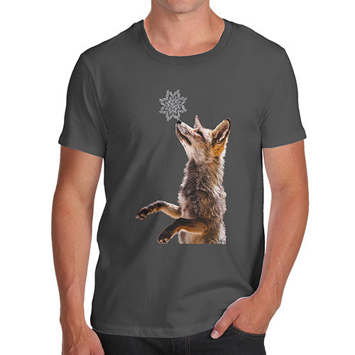 Funny Tshirts For Men Snowflake Fox Men's T-Shirt Large Dark Grey