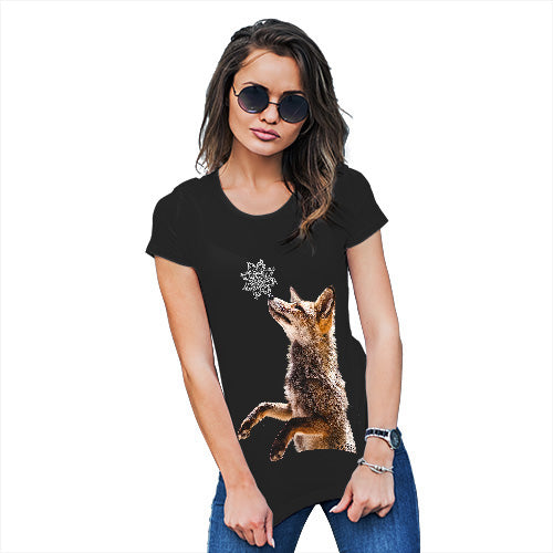 Funny T Shirts For Mum Snowflake Fox Women's T-Shirt Large Black