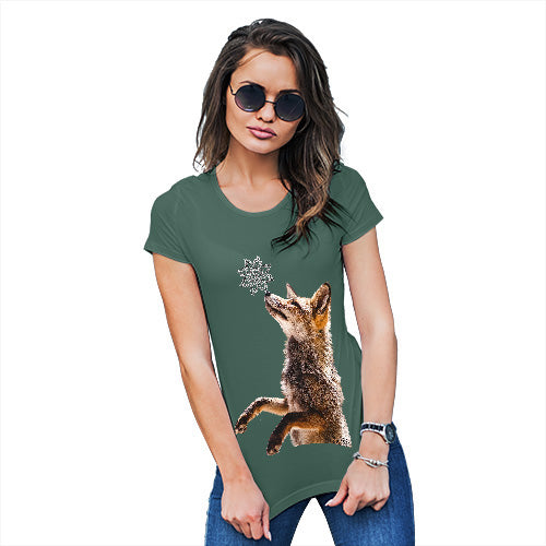 Funny T-Shirts For Women Sarcasm Snowflake Fox Women's T-Shirt Medium Bottle Green