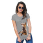 Womens Novelty T Shirt Snowflake Fox Women's T-Shirt Small Light Grey