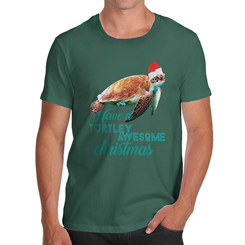 Mens Funny Sarcasm T Shirt Turtley Awesome Christmas Men's T-Shirt Medium Bottle Green