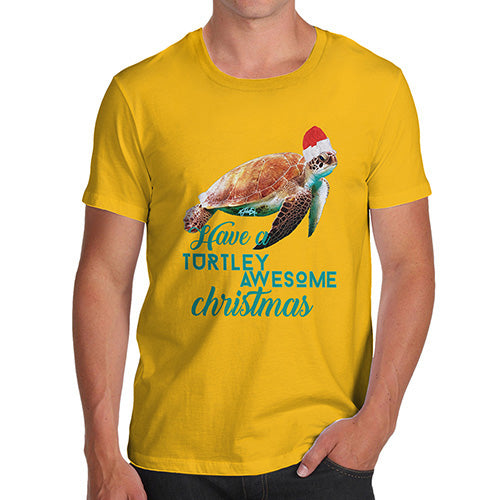 Funny T Shirts For Men Turtley Awesome Christmas Men's T-Shirt X-Large Yellow