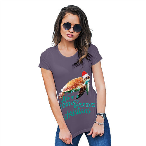 Womens Funny Sarcasm T Shirt Turtley Awesome Christmas Women's T-Shirt Small Plum