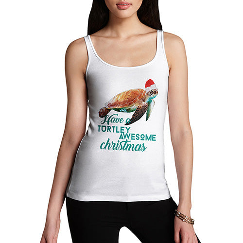 Funny Tank Tops For Women Turtley Awesome Christmas Women's Tank Top X-Large White
