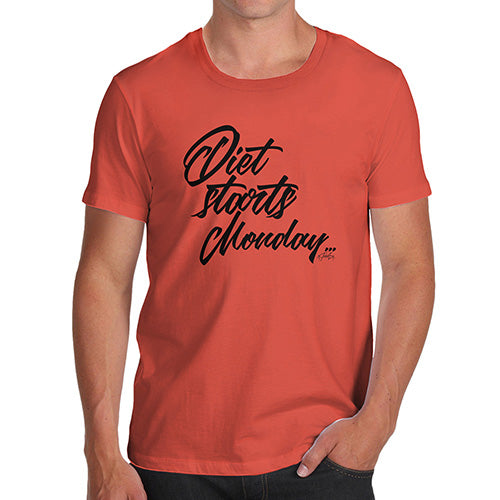 Novelty T Shirts For Dad Diet Starts Monday Men's T-Shirt Small Orange