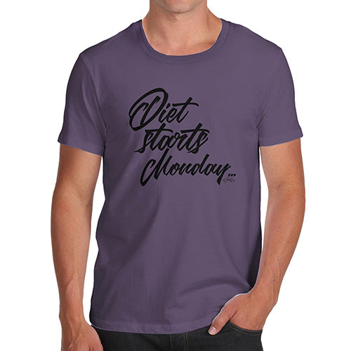 Novelty Tshirts Men Diet Starts Monday Men's T-Shirt Medium Plum