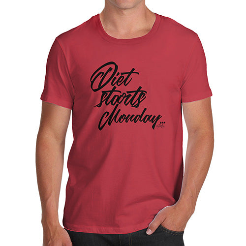 Funny Tee Shirts For Men Diet Starts Monday Men's T-Shirt X-Large Red