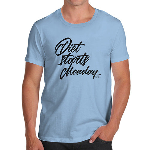 Novelty Tshirts Men Diet Starts Monday Men's T-Shirt Small Sky Blue