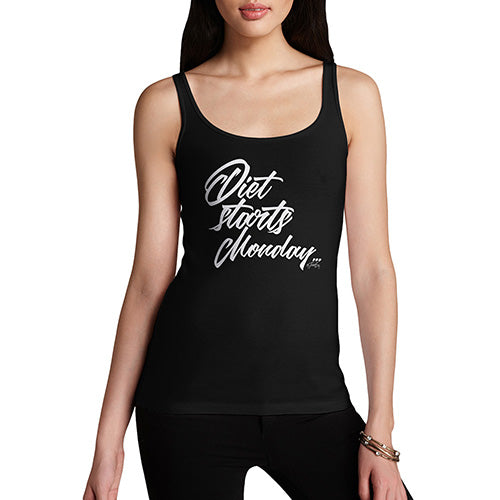 Funny Gifts For Women Diet Starts Monday Women's Tank Top Large Black