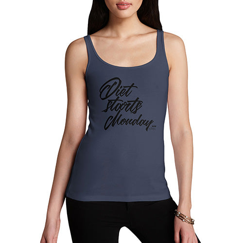 Funny Tank Tops For Women Diet Starts Monday Women's Tank Top Medium Navy