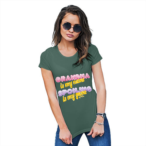 Funny Tshirts Grandma Spoiling Is My Game Women's T-Shirt Large Bottle Green