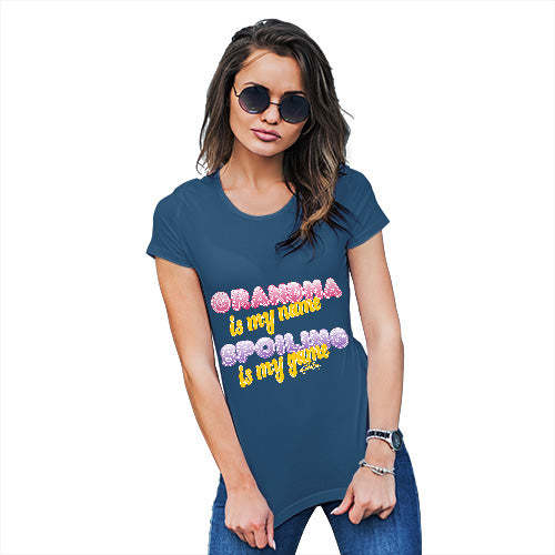 Funny Tshirts Grandma Spoiling Is My Game Women's T-Shirt Medium Royal Blue