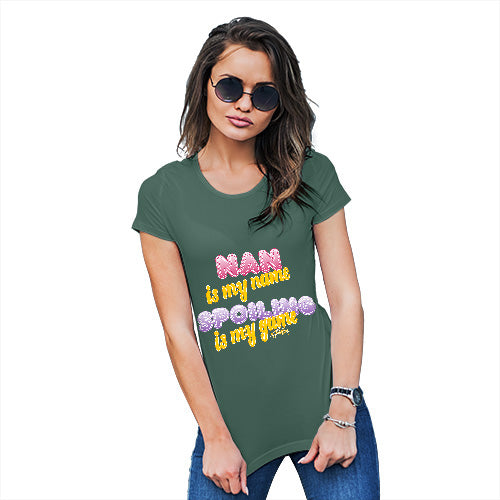Funny T Shirts For Mom Nan Spoiling Is My Game Women's T-Shirt Large Bottle Green