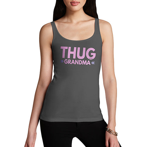 Adult Humor Novelty Graphic Sarcasm Funny Tank Top Thug Grandma Women's Tank Top Large Dark Grey