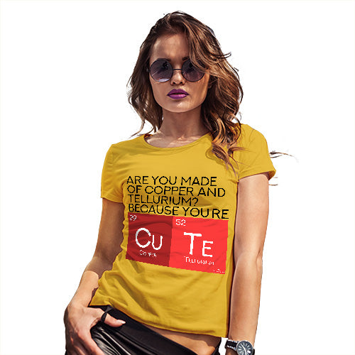 Funny T-Shirts For Women Are You Made Of Copper And Tellurium? Women's T-Shirt Medium Yellow
