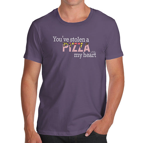 Funny T-Shirts For Guys You've Stolen A Pizza My Heart Men's T-Shirt X-Large Plum