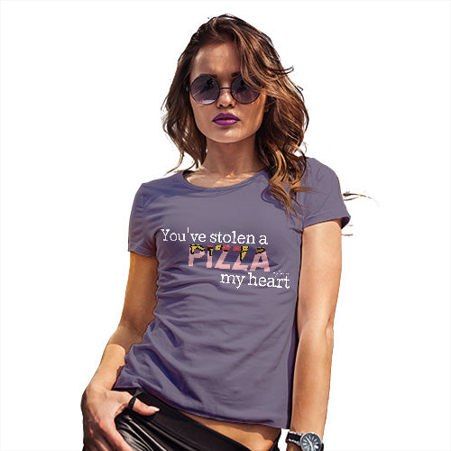 Funny Sarcasm T Shirt You've Stolen A Pizza My Heart Women's T-Shirt X-Large Plum