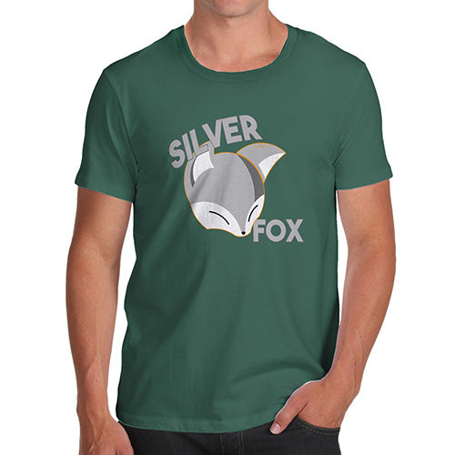 T-Shirt Funny Geek Nerd Hilarious Joke Silver Fox Men's T-Shirt Large Bottle Green
