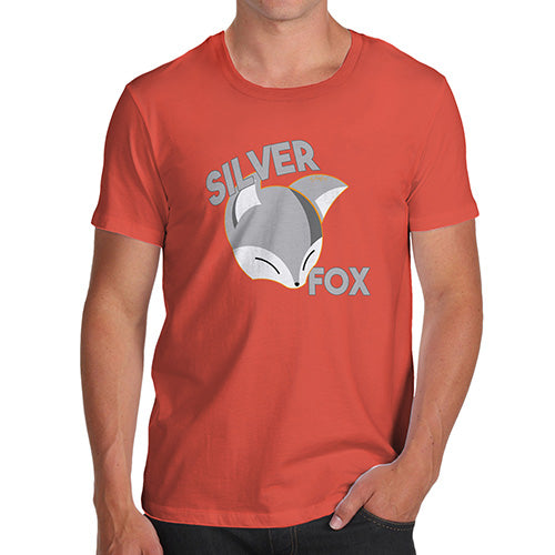 Funny T Shirts For Dad Silver Fox Men's T-Shirt Small Orange